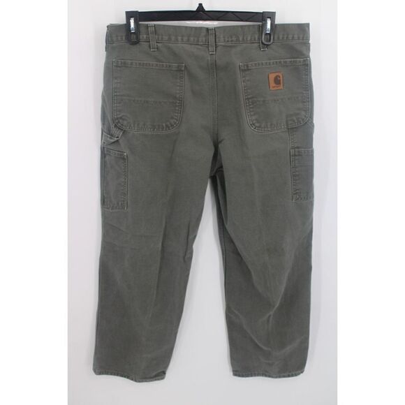 Carhartt B11 MOS Duck Pants Mens 38x30 Green Dungaree Fit Work Carpenter - Picture 3 of 7